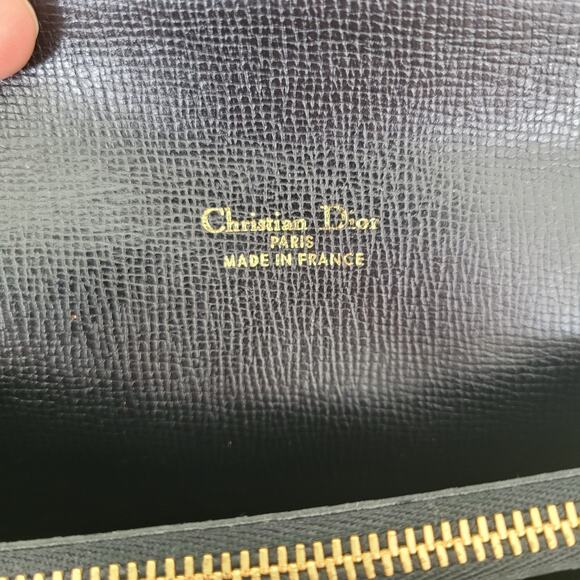 Christian Dior Vintage Leather Envelope Wallet Black Card Money Medium Designer - Picture 4 of 9